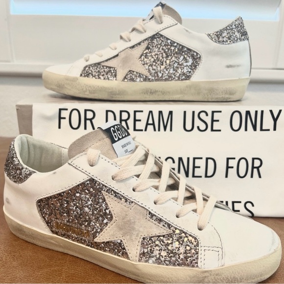 Authentic Golden Goose Superstar Glitter White & Seed Pearl Size 38 - Picture 2 of 10